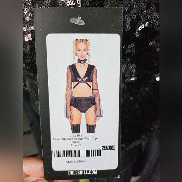 Club Exx Sequin Wrap Top - dolls kill - Picture 2 of 6